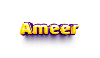 name balloon baby 3d inflated helium shiny birthday celebration party Ameer png