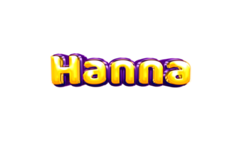 names helium balloon air shiny yellow baby new born font style 3d  Hanna png