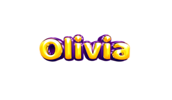 names helium balloon air shiny yellow baby new born font style 3d  Olivia png