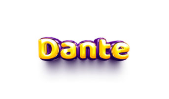 names of boy English helium balloon shiny celebration sticker 3d inflated Dante png