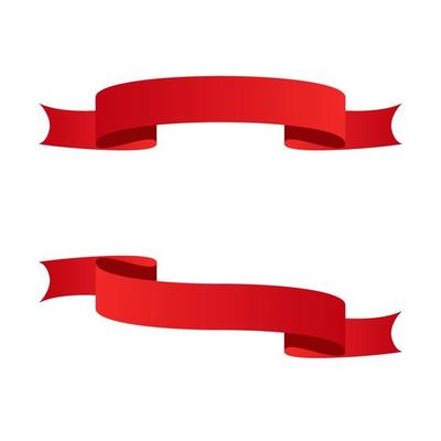 Red Ribbons, Banners, badges, Labels - Design Elements on white background