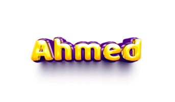 name balloon baby 3d inflated helium shiny birthday celebration party Ahmed png