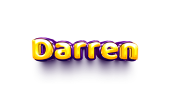 names of boy English helium balloon shiny celebration sticker 3d inflated Darren png