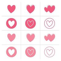 Heart icon set, valentine's day, simple vector design.