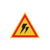 High voltage electrical hazard sign. Vector sign of a yellow triangle with a lightning bolt in the middle.