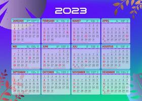 calendario de diseño para 2023, vacaciones nacionales indonesias completas y días javaneses. diseño pro vector