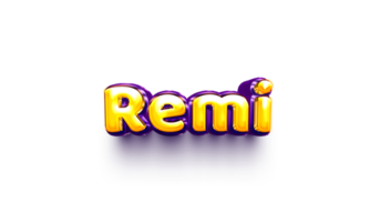 names of boy English helium balloon shiny celebration sticker 3d inflated Remi png