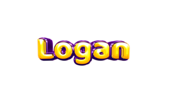 names helium balloon air shiny yellow baby new born font style 3d  Logan png