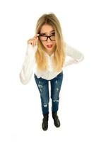 girl posing in shirt and glasses photo