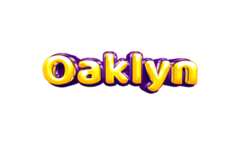 names helium balloon air shiny yellow baby new born font style 3d  Oaklyn png