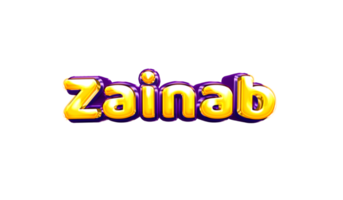 nomes balão de hélio ar amarelo brilhante bebê recém-nascido estilo de fonte 3d zainab png