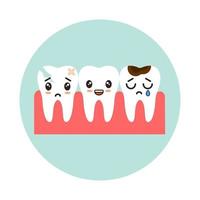 Teeth with emotion in cartoon style. vector