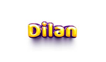 names of boy English helium balloon shiny celebration sticker 3d inflated Dilan png