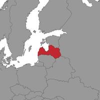 Letonia en el mapa mundial. ilustración vectorial vector