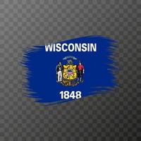 Wisconsin state flag in brush style on transparent background. Vector illustration.