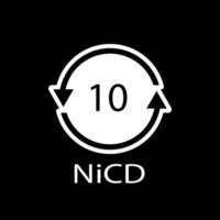 Battery recycling code 10 NiCD . Vector illustration