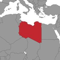Libya on world map. Vector illustration.