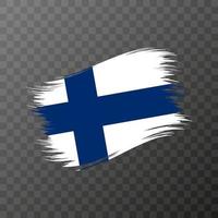 Finland national flag. Grunge brush stroke. Vector illustration on transparent background.