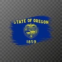 Oregon state flag in brush style on transparent background. Vector illustration.