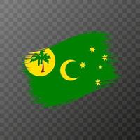 Cocos Islands national flag. Grunge brush stroke. Vector illustration on transparent background.