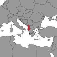 pin mapa con la bandera de albania en el mundo map.vector ilustración. vector