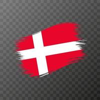 Denmark national flag. Grunge brush stroke. Vector illustration on transparent background.