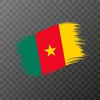 Cameroon national flag. Grunge brush stroke. Vector illustration on transparent background.