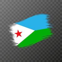 Djibouti national flag. Grunge brush stroke. Vector illustration on transparent background.