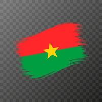 Burkina Faso national flag. Grunge brush stroke. Vector illustration on transparent background.