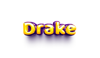 names of boy English helium balloon shiny celebration sticker 3d inflated Drake png