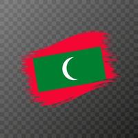 Maldives national flag. Grunge brush stroke. Vector illustration on transparent background.