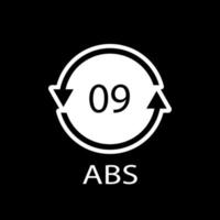 Plastic recycle symbol ABS 9 vector icon. Plastic recycling code ABS 09.