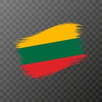 Lithuania national flag. Grunge brush stroke. Vector illustration on transparent background.