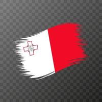 Malta national flag. Grunge brush stroke. Vector illustration on transparent background.