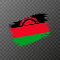 Malawi national flag. Grunge brush stroke. Vector illustration on transparent background.