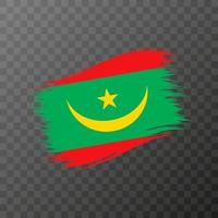 Mauritania national flag. Grunge brush stroke. Vector illustration on transparent background.