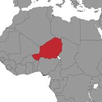 Niger on world map. Vector illustration.