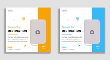 Travel agency social media post and web banner template vector