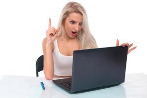 Girl with laptop photo