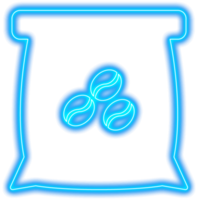 icono de bolsa de café de neón brillante símbolo png transparente