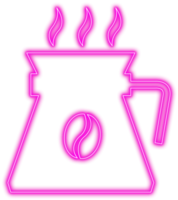 symbole d'icône de bouilloire à café au néon rose brillant transparent png