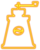 símbolo de ícone de escala de café neon brilhante transparente png