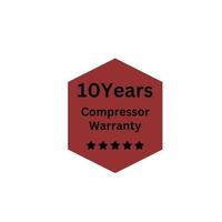 10 years compressor warranty label vector