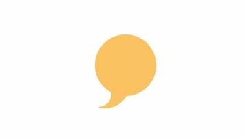 Animated round speech bubble element. Flat cartoon style HD video footage. Orange text shape. Speaking cloud color illustration on white background with alpha channel transparency for animation