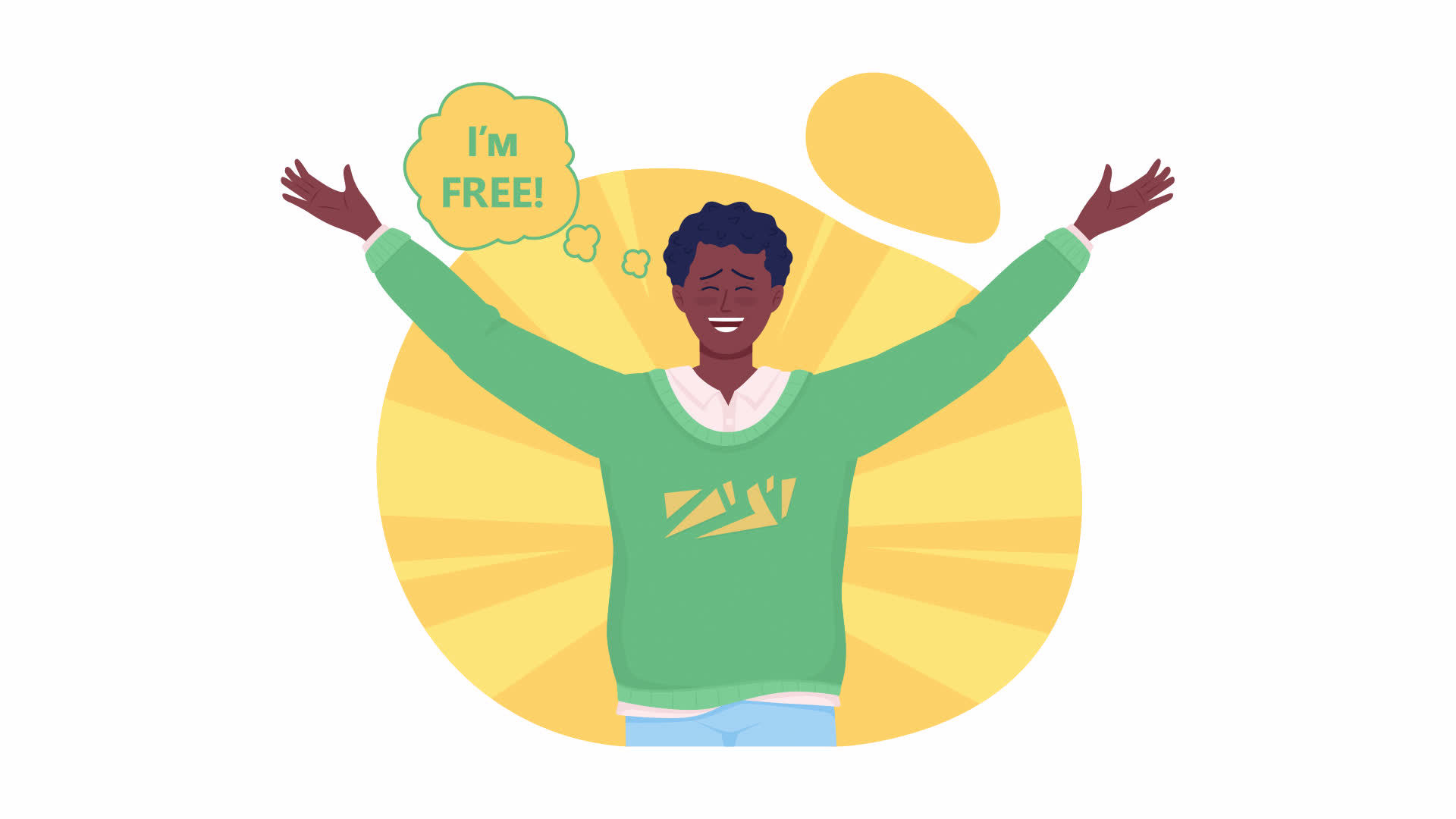 Animated excited man. Looped 2D cartoon flat characters on white with alpha  channel transparency for web design. HD video footage. Positive emotions.  Cheerful young male. Happiness concept animation 16467121 Stock Video at