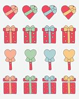 Collection of Valentine Day stickers. Bullet journal stickers, planner, scrapbook stickers design. vector