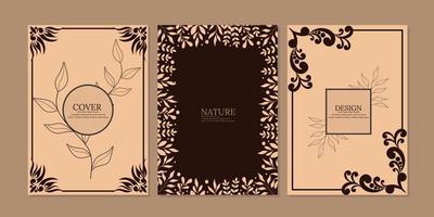 Vector classical book cover. Decorative vintage frames or borders to be printed on the book covers, invitations, brochures, journals. silhouette leaf decoration.