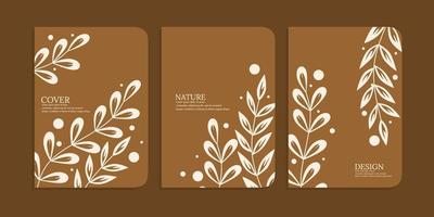 Cover page templates. Universal abstract layouts. for notebooks, planners, brochures, books, catalogs. hand drawn floral pattern. Vector.