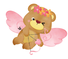 cute cupid bear in love png