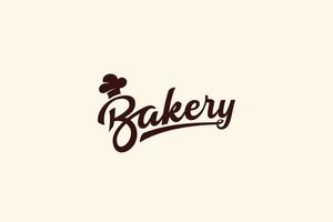 simple bakery logo with a combinasi of bakery lettering and chef hat for any businesses like bakery, store, cafe, kitchen, etc. vector